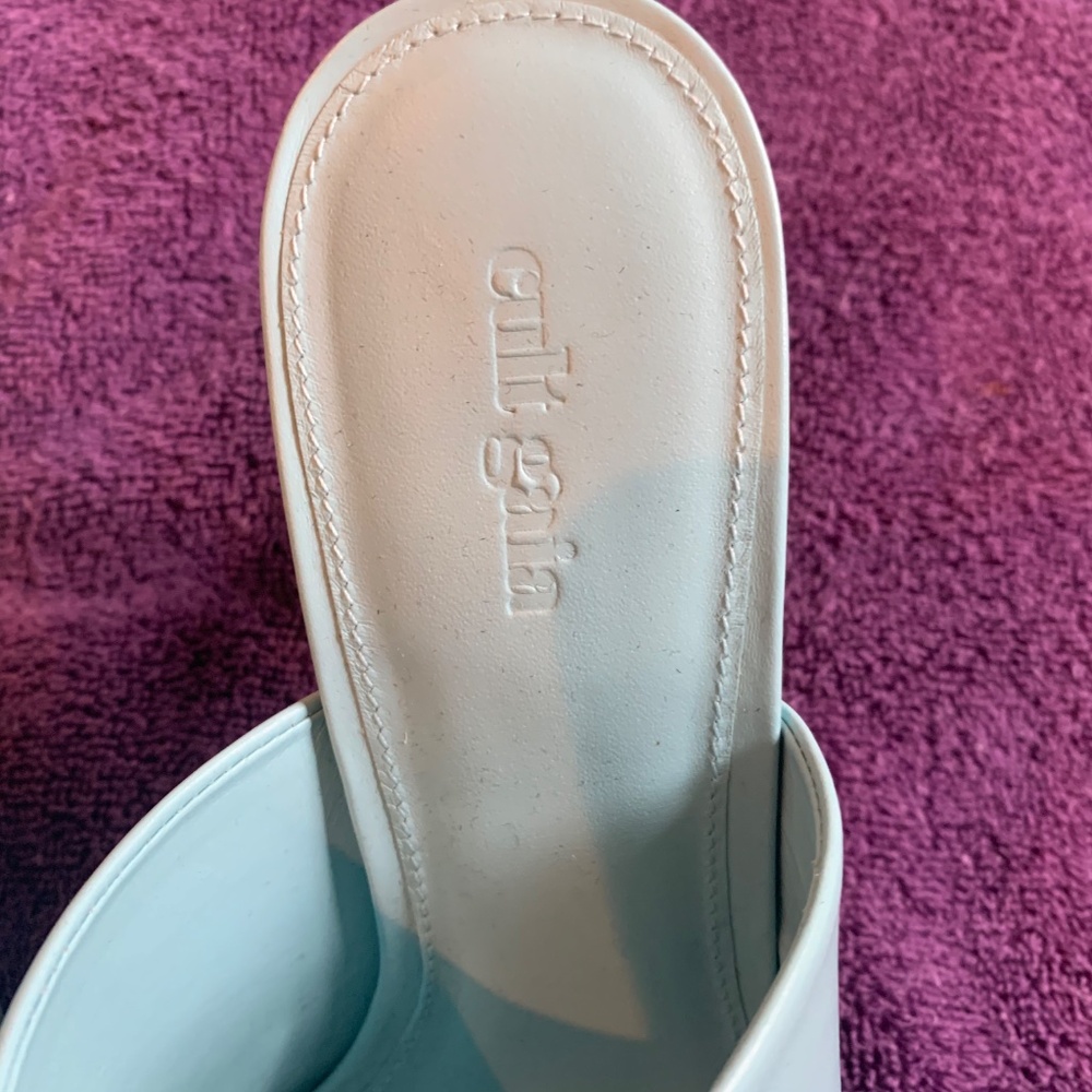 NWOB Cult Gaia Blue Leather Slide Heeled Sandals sz 39 - Picture 2 of 7